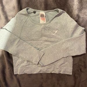 GYMSHARK VITAL SEAMLESS CROP TOP-LIGHT GREEN MARL